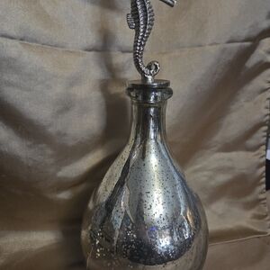 Silver Seahorse Decorative Glass Bottle